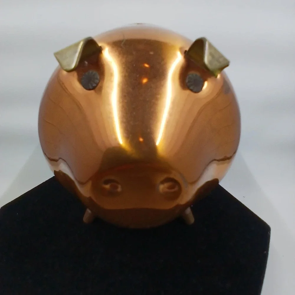 Vintage Coppercraft Guild‎ Piggy Bank Coin Holder Pig Figurine Mid Century Decor